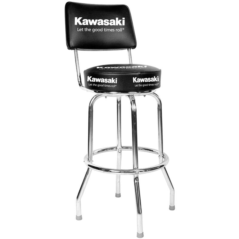 希少 CavariA バイク　鷹　スカル柄 ペール缶 スツール 椅子 グランジ Kawasaki Let The Good Times Roll Barstool - Black & White - 120