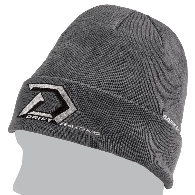 Drift Racing D Logo Cotton Knit Watchman Beanie Hat - Gray - 5265-501