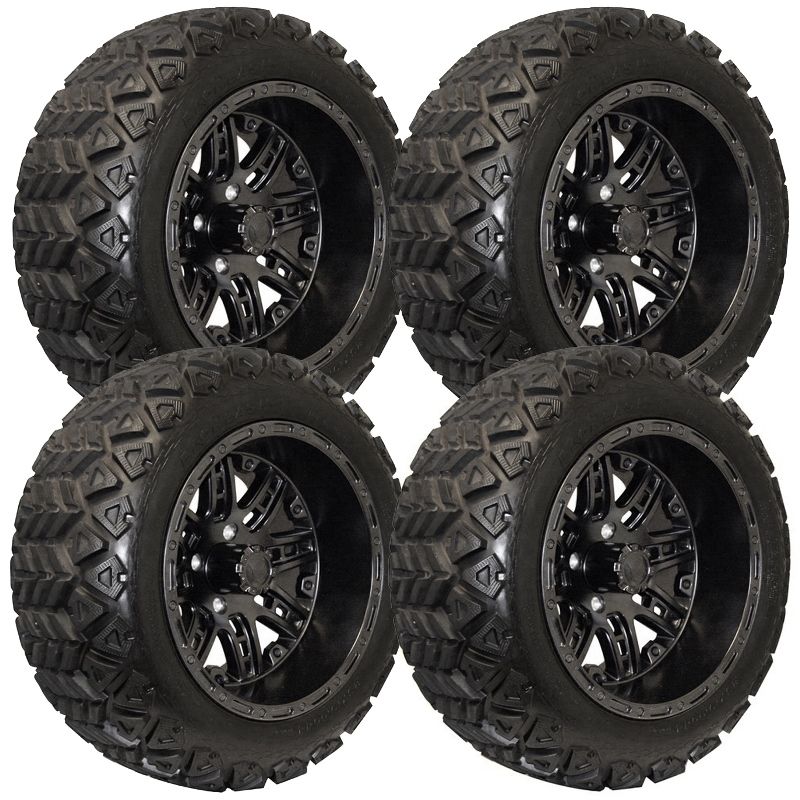 E-Z-GO 23x10-14 Backlash X Tires with Flat Black Megastar 14-inch