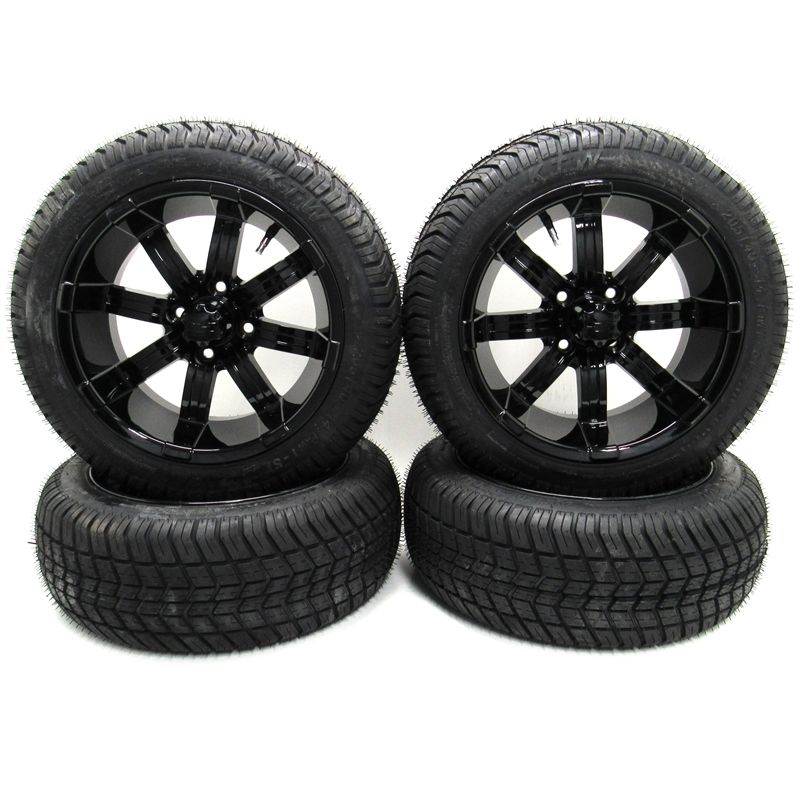 E-Z-GO 205/40-14 Paramount Tires Black Spartan 14x7 Rims & Nuts