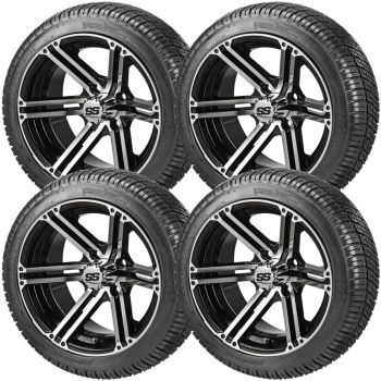 LSI 205/30-14 Elite Tires with Machined Yukon 14x7 Wheels