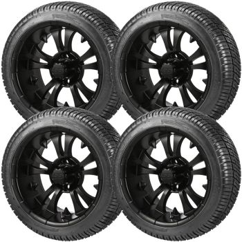 LSI 205/30-14 Elite Tires with Gloss Black Warlock 14x7 Wheels
