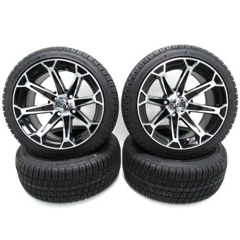 LSI 205/30-14 Deli Tires with Black Machined Viking 14x7 Wheels