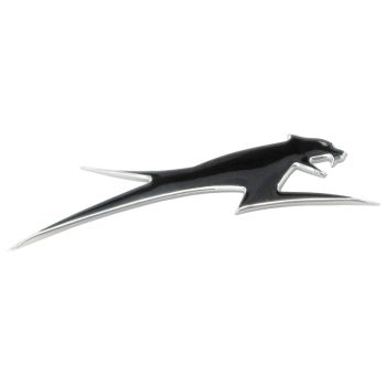 Arctic Cat Dymoflex Aircat Embossed Hood Emblem - Black with Chrome Trim