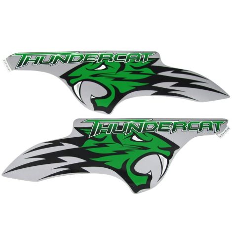 Arctic Cat Thundercat 1000 ATV Side Decals Silver & Green - Pair