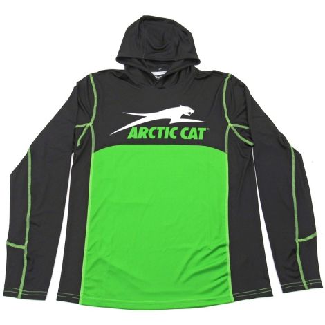 Arctic Cat Men's Performance Hooded Long Sleeve - Black & Green