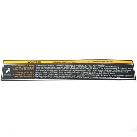 E-Z-GO LABEL I/P INST TXT PTV, ELEC/GAS