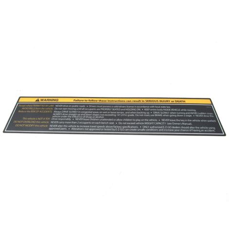 E-Z-GO WARNING DECAL FRDM