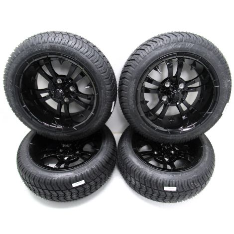 E-Z-GO 205/40-14 Paramount Tires with Black Maverick 14x7 Wheels