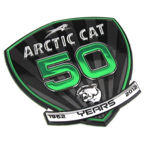 Arctic Cat 50th Anniversary Hood Emblem - Green Chrome