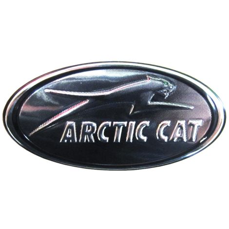 Arctic Cat Hood Emblem - Black & Chrome with Green Eye